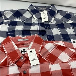 NWT 2 men’s Express shirts.  Both large...red/blue